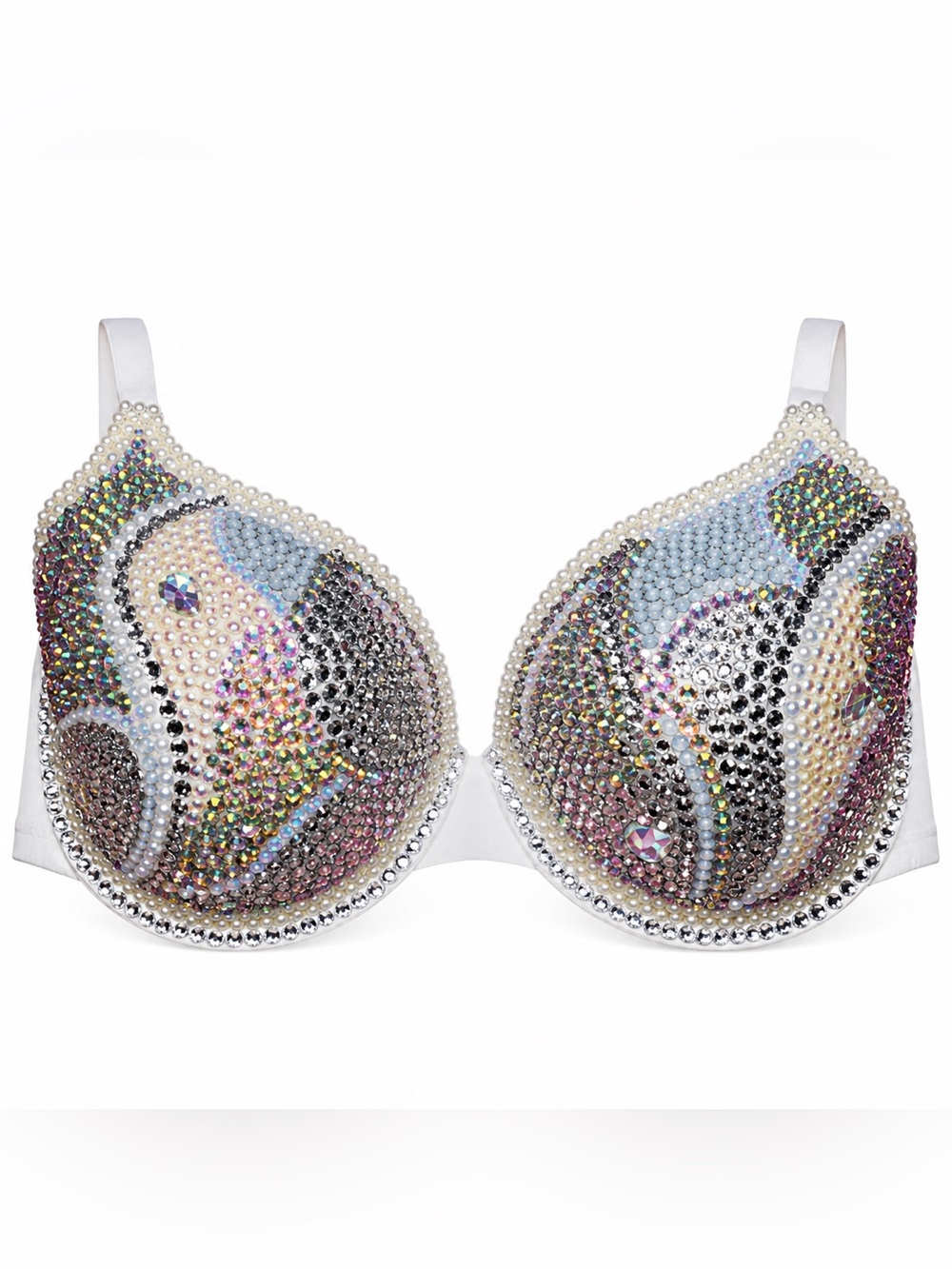 32D Crystal AB Iridescent & Mixed Opal Design Rhinestone Glam Bling Bralet Top
